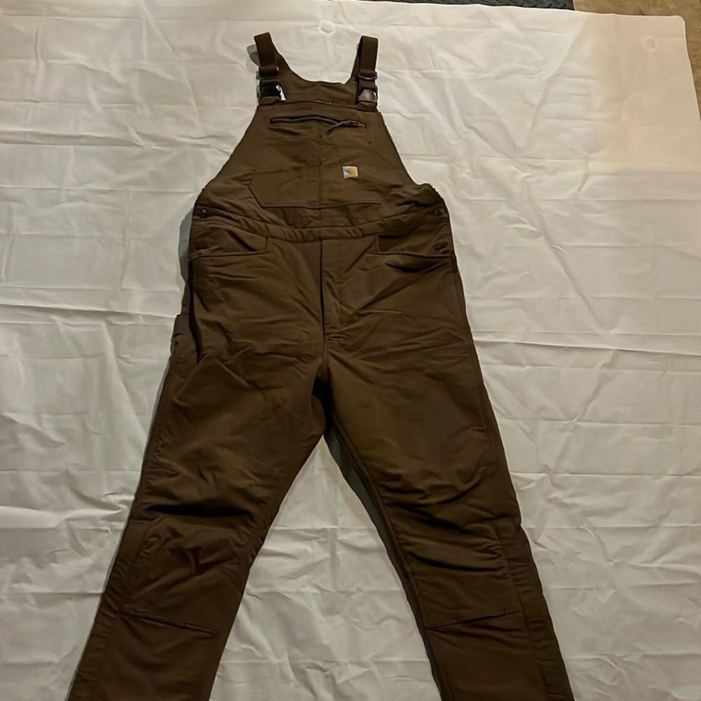 Carhartt Super Dux insulated bibs. Size large. Coffee color